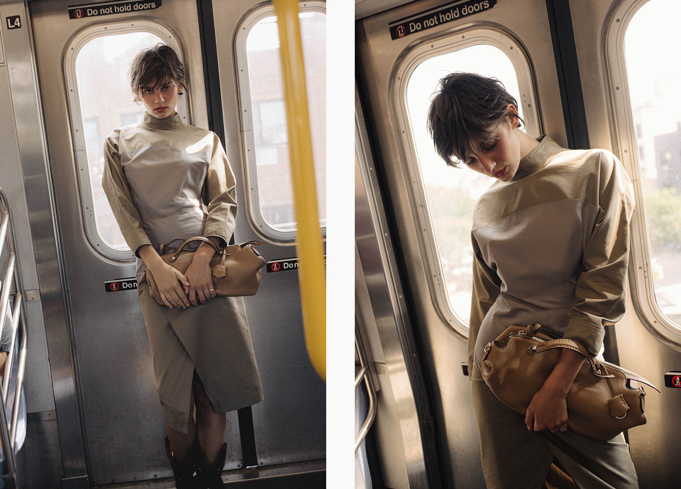 A model poses wearing Fendi in New York City