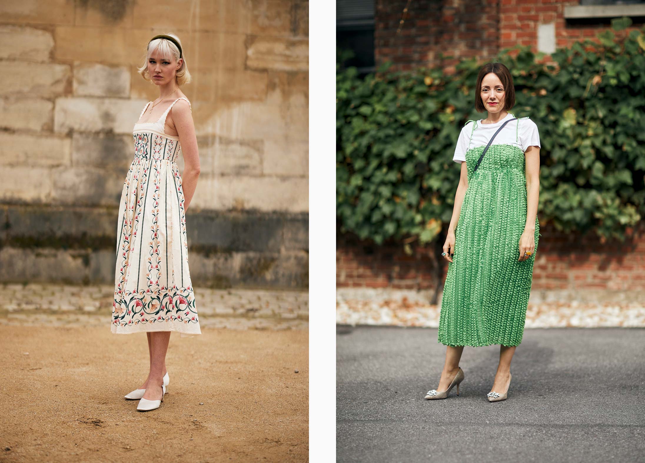 Women wearing 2024 Spring Summer dresses at Fashion Week